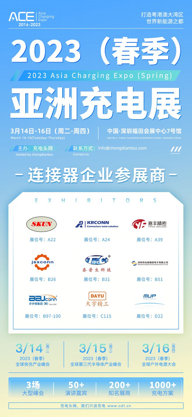 Kaiyun 开云寻找连接器优质供应商就来2023（春季）亚洲充电展